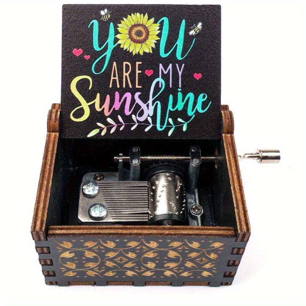 You Are My Sunshine Music Box, Hand Cracked Wooden Retro Laser Engraved Small Music Box Gift, for Birthday/Christmas/Anniversary/W/Valentine's Day