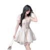 French high-end princess tulle splicing dress waist and thin small temperament cake dress female summer