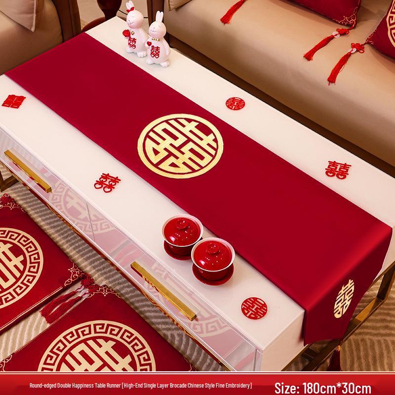 Red Wedding Table Runner and Tablecloth - Bridal Room & Engagement Decorations