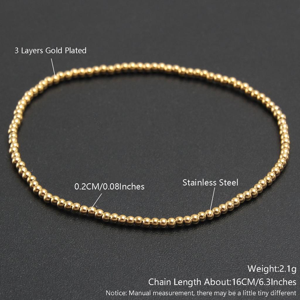 MHS.SUN Trend Stretch Stainless Steel Bracelets Gold Sliver Color 2MM 5MM 8MM Stacked Ball Beaded Bracelet For Women Men Jewelry