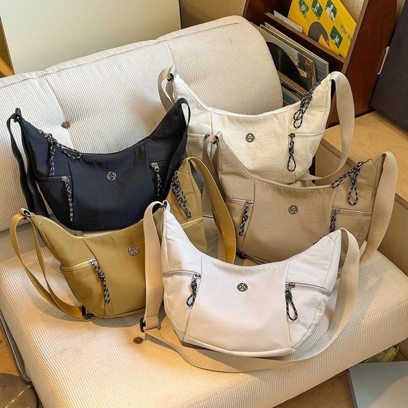 Large Capacity Simple Casual Women's Canvas Bag Lazy Solid Color Dumpling Bag Versatile Fashion Women's Shoulder Oblique Span Bag