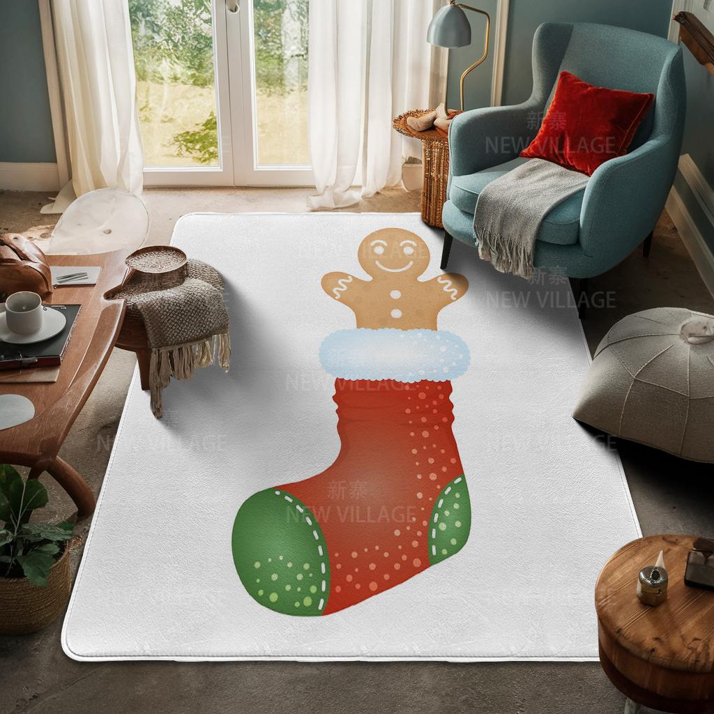 House Entrance Carpet Home Door Mat Living Room Bath Foot Bathroom Non-slip Water Absorption Rugs Bath Merry Christmas Winter