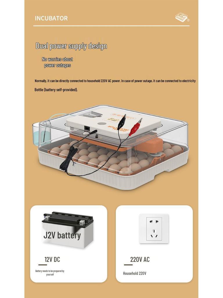56-Egg Automatic Incubator with Precise Humidity Control, Adjustable Egg Turning, and Countdown Timer for Home Use