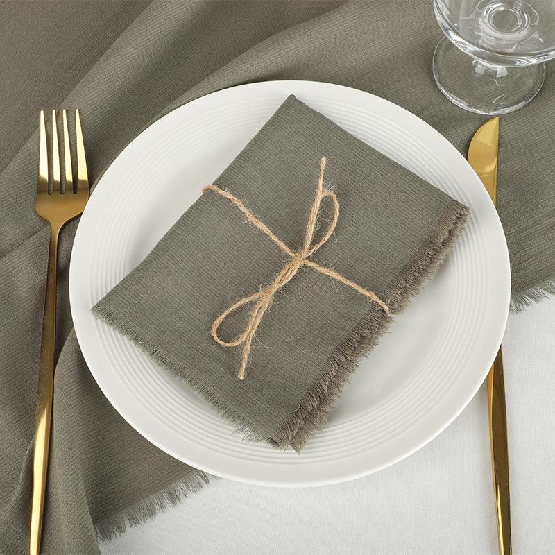 50PCS Handmade Cloth Napkins Large 42x42cm Cotton Napkins with Tassels Delicate Soft Washable for Dinners Parties Wedding Decor