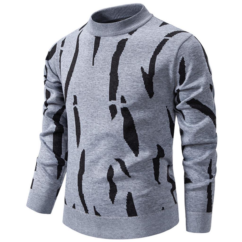 Men's Casual Semi-high Neck Pullover Sweater, Men's Fleece And Thickened Warm Casual Pullover Sweater