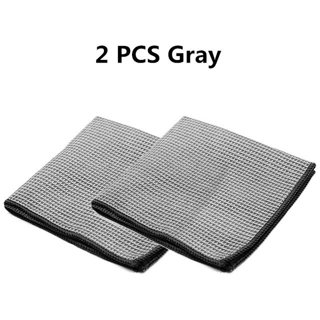 2PCSCar Wash Towel Glass Cleaning Water Drying Microfiber Window Clean Wipe Auto Detailing Waffle Weave for Kitchen Bath 40*40cm