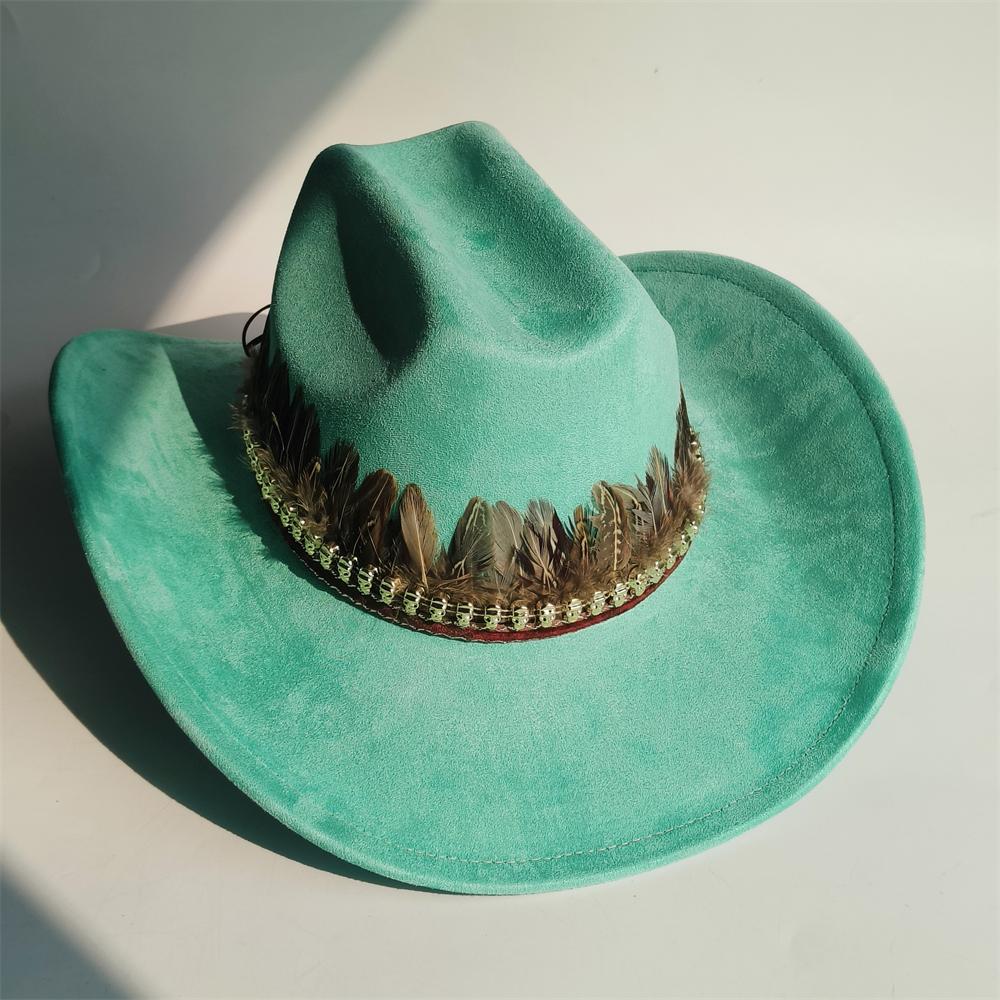 New Handmade Belt Suede Western Cowboy Hat Wide Brim Cowgirl Hat Party Hat Stage Hat Cattleman Knight Hat