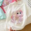 Girls' Casual Cotton Short-sleeved T-shirt, Summer Children's Cute Little Horse Printed T-shirt
