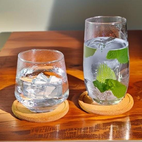 Cork Coaster Diameter 10cm Thickness 10mm Set 8 Groove Design High-density Natural Cork.