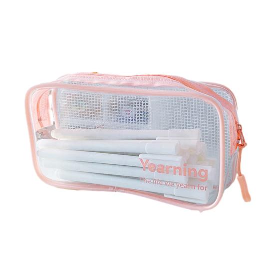 Transparent Pencil Case with Zipper Large Capacity Waterproof Pen Pouch Organizer Office