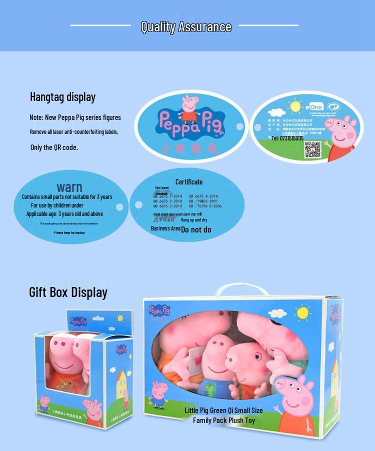 Changyi Peppa Pig Family Plush Set: George, Dinosaur, Grandpa, Grandma, Mom, Dad