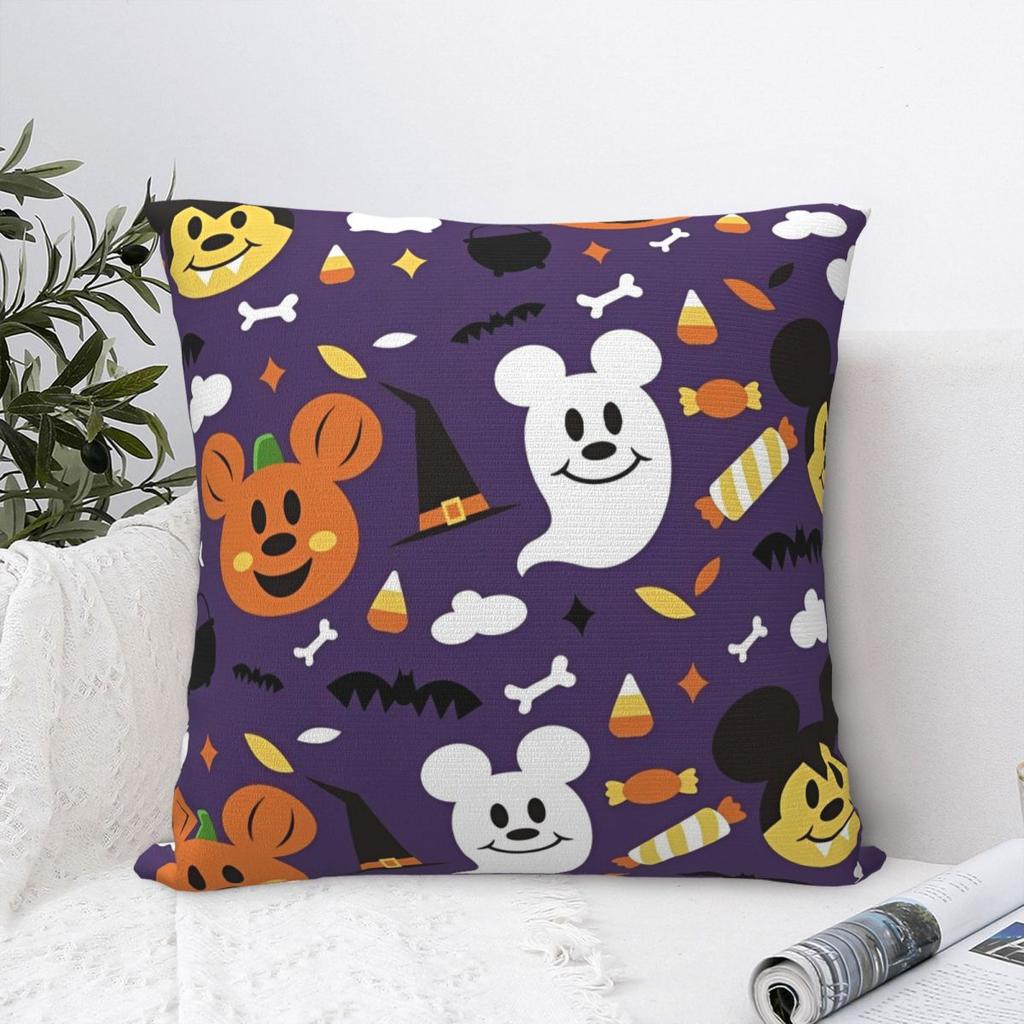 Kawaii Mickey Minnie Paar Kissenbezug, bedruckt, Polyester, Kissenbezug, Dekokissenbezug, Sitzkissenbezug, Reißverschluss, 40 x 40 cm