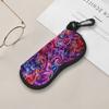 2D-Abstract Colorful Fractal Swirl Pattern Sunglasses Case, Protective Zipper Eyeglasses Holder, Portable Travel Eyewear Pouch for Women Men Gift
