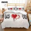 3D Love Heart Duvet Cover Microfiber Luxury Romantic Theme Bedding Set King Queen For Couple Valentine's Day Gifts Bedroom Decor