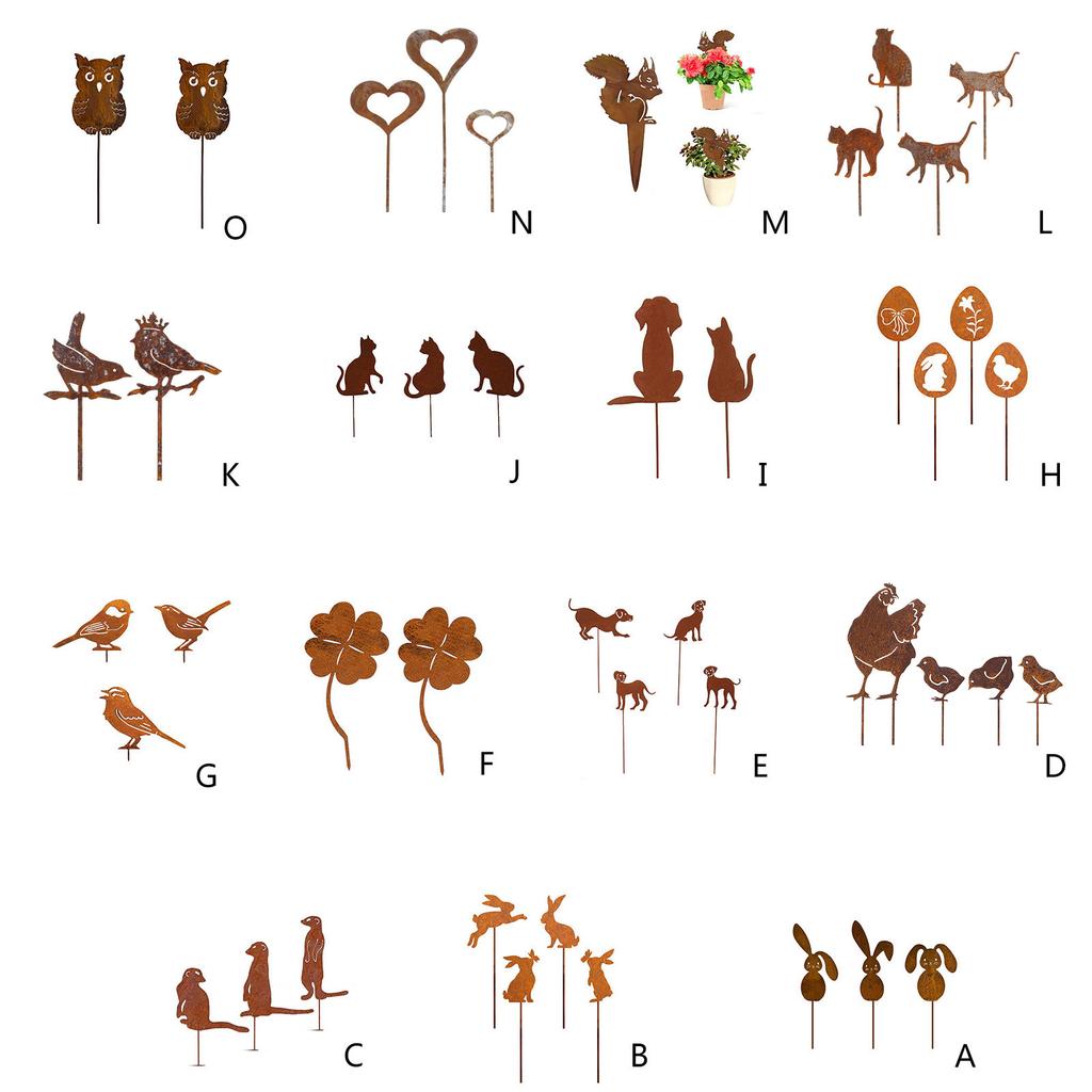 Metall Tier Hof Dekor Garten Kunst Verrostete Tiere für Außen Dekorationen Outdoor Dekorative Pfahl Rasen Zubehör