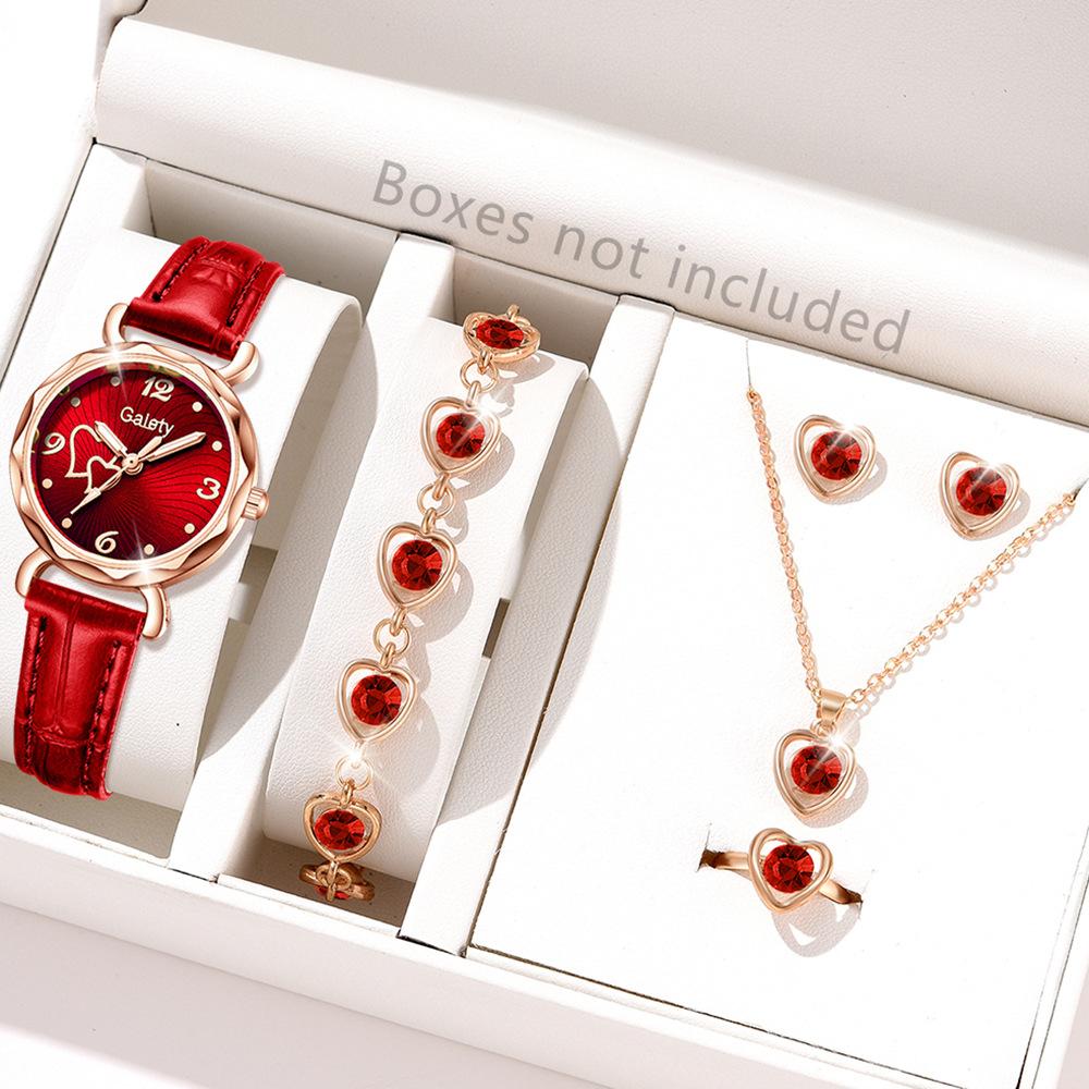 Digital Disc Love Women's Watch Niche Light Luxury Belt Quartz Watch High-end Watch Set Does Not Fade