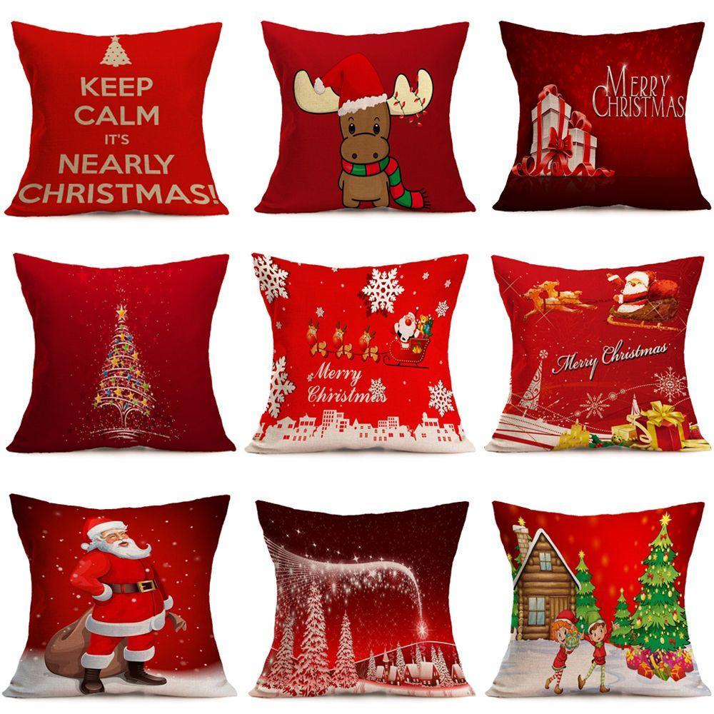 Festival Sofas Cars Home Xmas Tree Santa Deer Pillow Case Cushion Cover Christmas Decoration