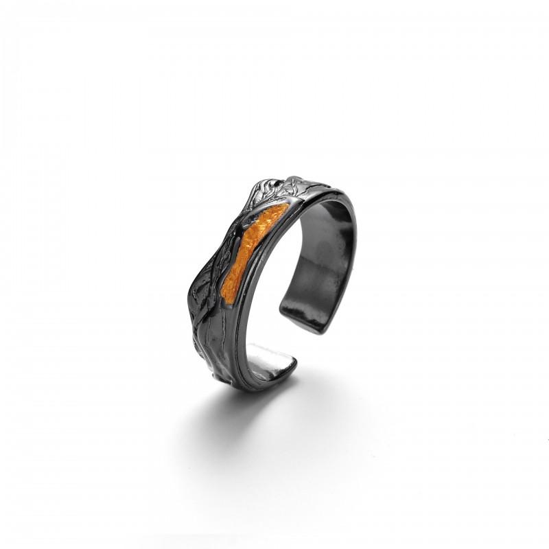 Adjustable Open Ring Men Women Minimalist Mountain-Inspired Geometric Design Vintage Silver-Plated Copper Band