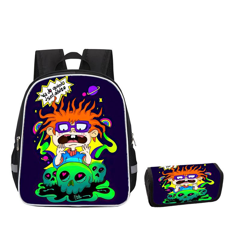Rugrats High Definition Printing Oxford Leisure Spine Care Burden Reduction Storage Box Pencil Case Large Capacity Schoolbag