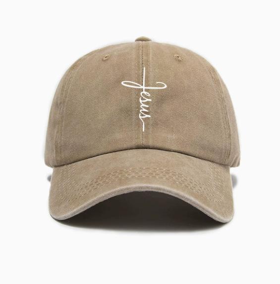 Retro art font printing washed old soft top casual versatile baseball cap unisex hat
