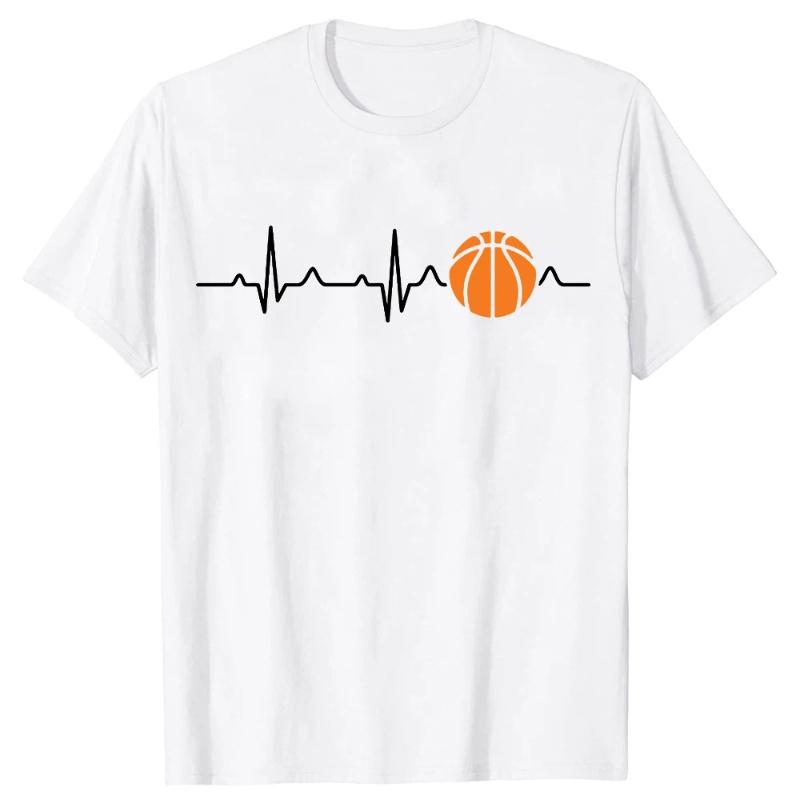 Men Clothing Basketball Heartbeat TShirt Men Birthday Gifts Short Sleeves Funny Tees Fashion Graphic Tshirts Sport Lover