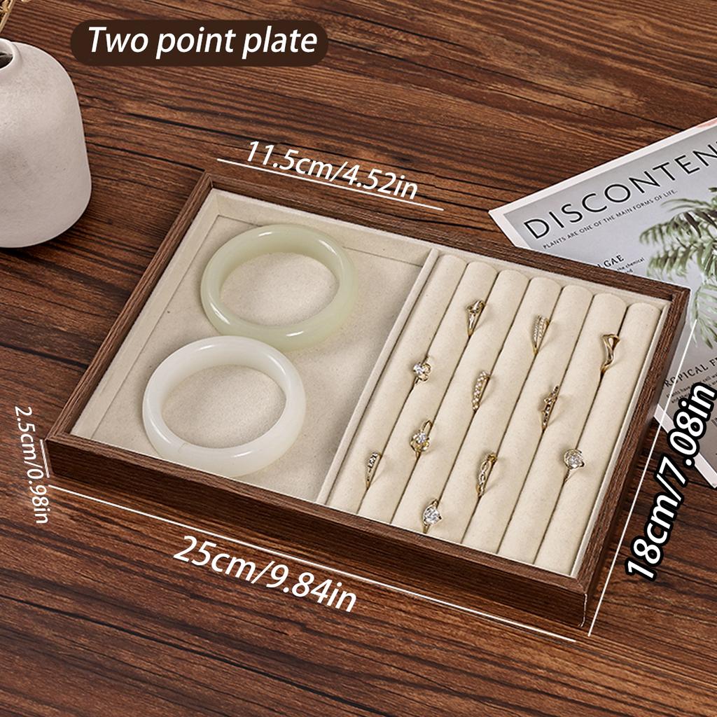 1pc Walnut wood grain jewelry box, jewelry storage tray, store counter display tray, used for rings, necklaces, earrings
