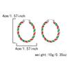 Merry Christmas Colorful Earrings Ear Hoop for Women Minimalist Red Green Twist Round Circle Earring for Women Girl New Year Xmas Jewelry Gifts