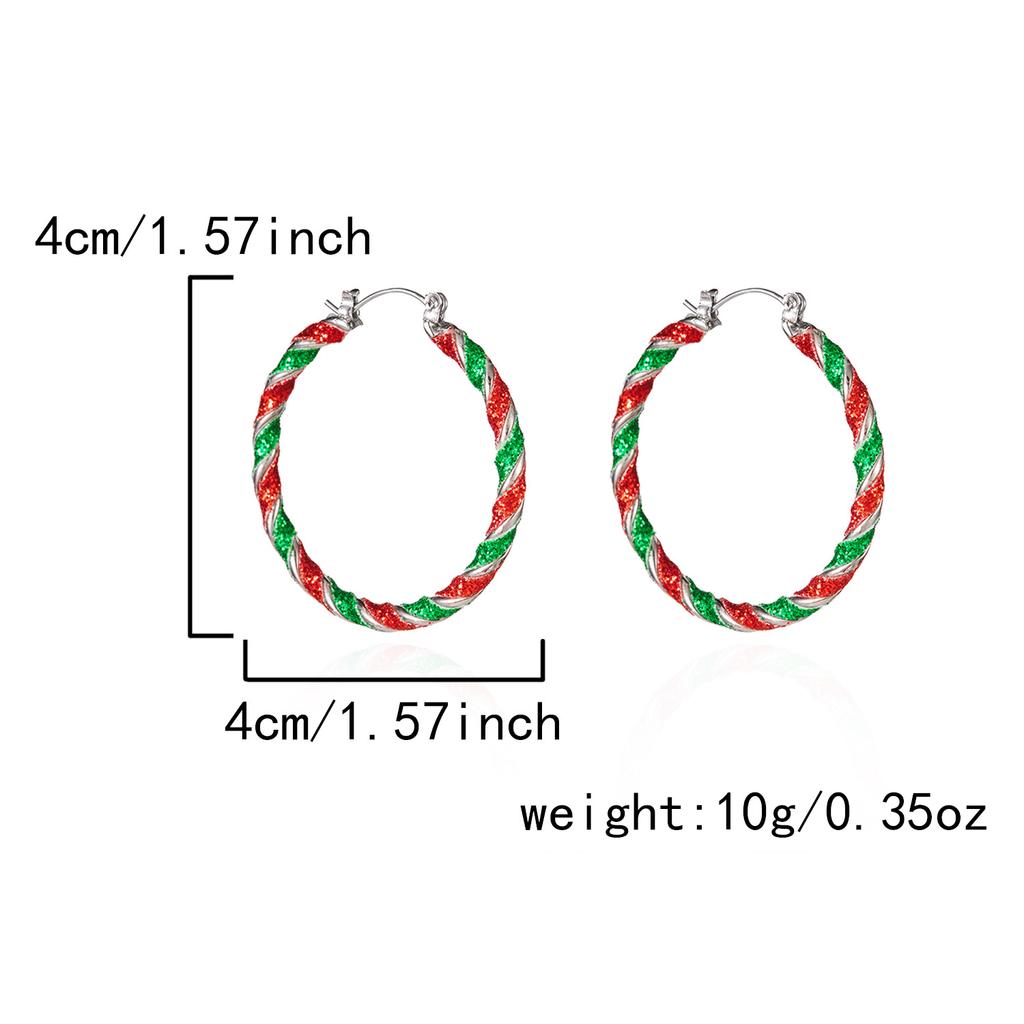 Merry Christmas Colorful Earrings Ear Hoop for Women Minimalist Red Green Twist Round Circle Earring for Women Girl New Year Xmas Jewelry Gifts