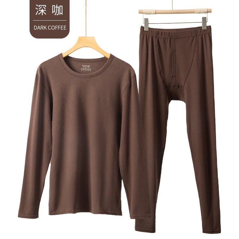 Thermal Base Layer Set Men Women Warm Fleece-Lined Long Sleeve Top Pants Soft Double-Sided Brushed Cotton Blend