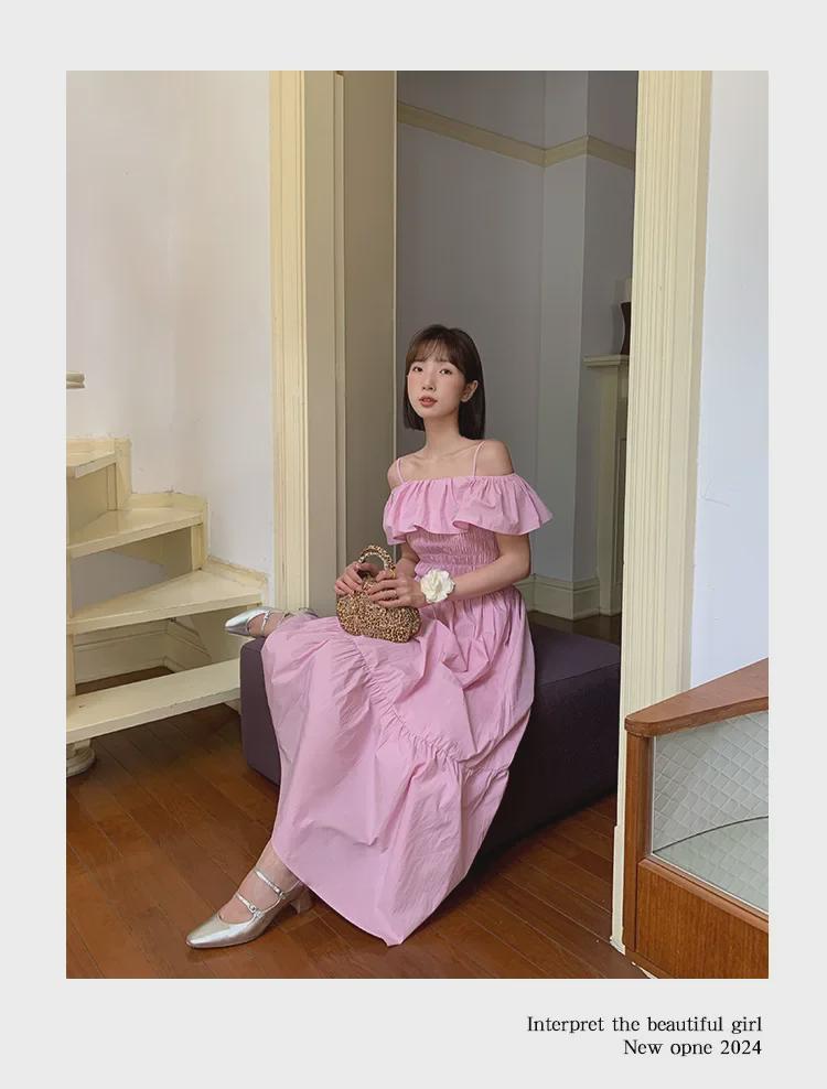 2024 Summer French-Inspired Ruffled Sling Dress S1136: Elegant Beauty