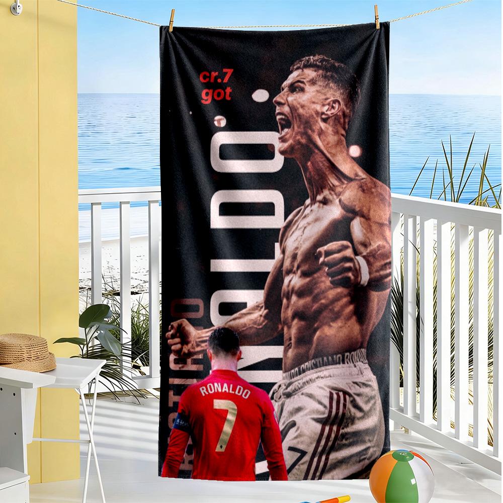 Asciugamano da Spiaggia Cristiano Ronaldo Celebrazione Super Morbido & Assorbente Confortevole Leggero Adatto per Nuoto, Palestra, Campeggio, Yoga Vacanza