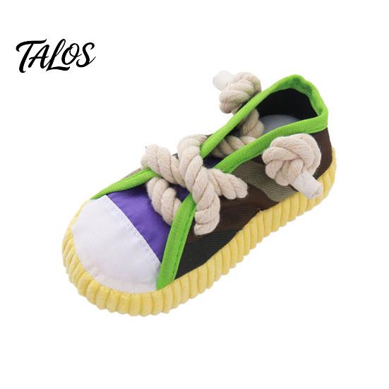 Dog Housebreaking Toy Sneaker Shape Chew Toy, Interactive Pet Tug with Tough For Dogs Squeaker, Oxford Cloth Bite Resistant for Small Medium Rope