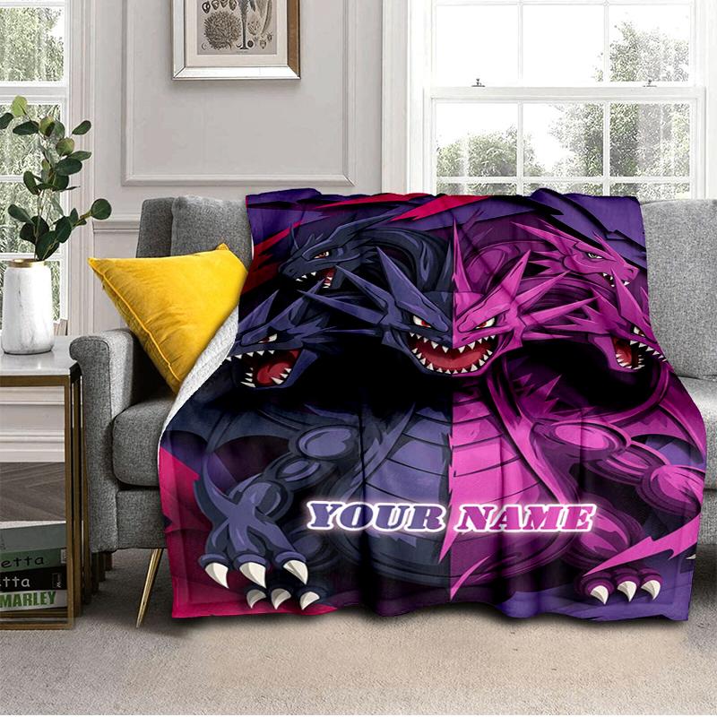 1PC Custom Name "Dragon Fantasy Artwork" flannel blanket versatile,all-season throw suitable for the living room,bedroom,camping,travel,and gift
