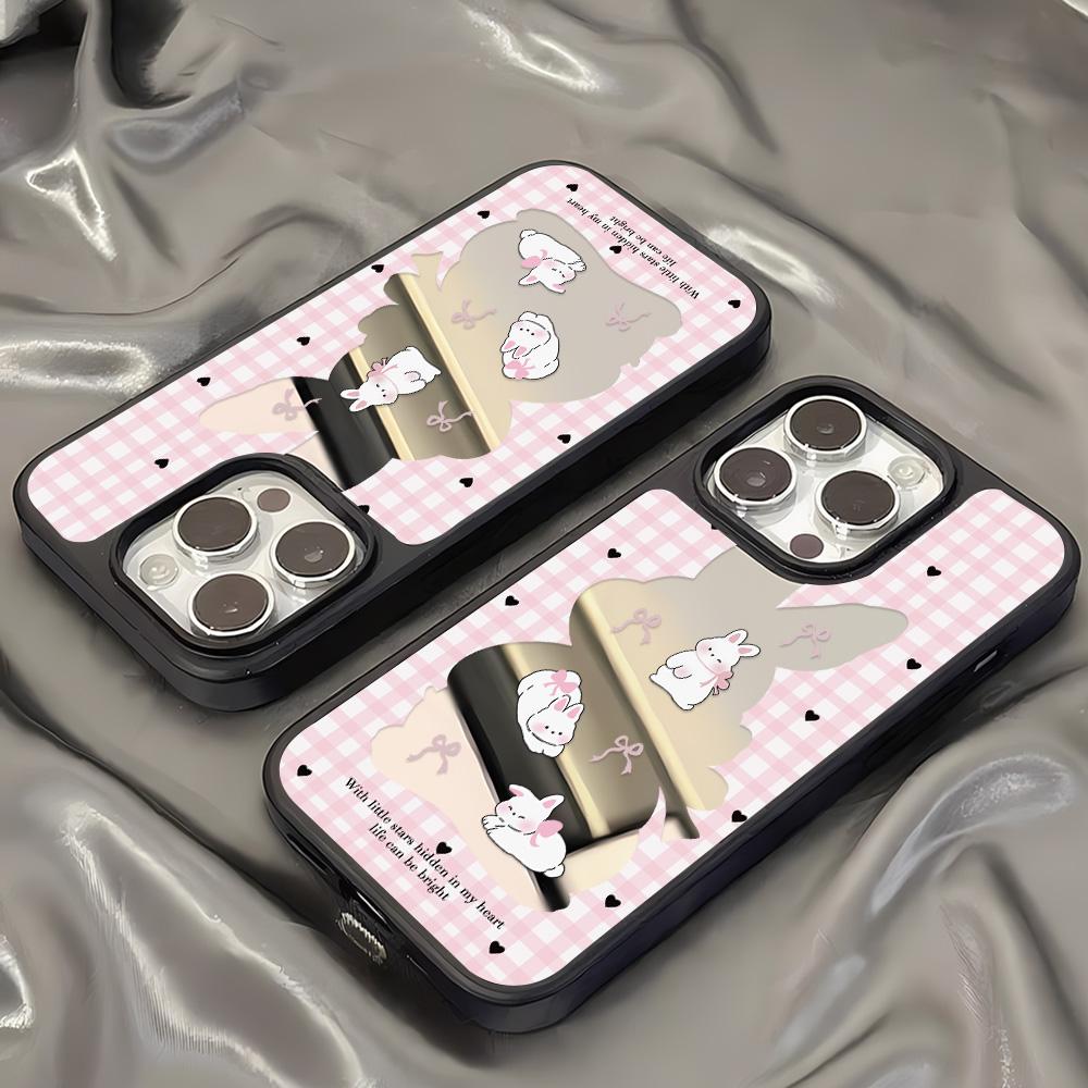 Mirror Phone Case for iPhone 15 11 13 14 for 15 16 Pro Max 12 13 16 Pro Cloud Flower and Animal Cute Style Phone Case