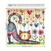 Colorful Patchwork Cat Shower Curtain - Creative Heart Design Area Art - Bathroom Decor Home Artistic Whimsical Cat Curtain