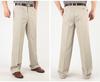 Dad's Pants Men's High Waist Cotton Double Pleated Loose Fit Pants for Spring & Autumn