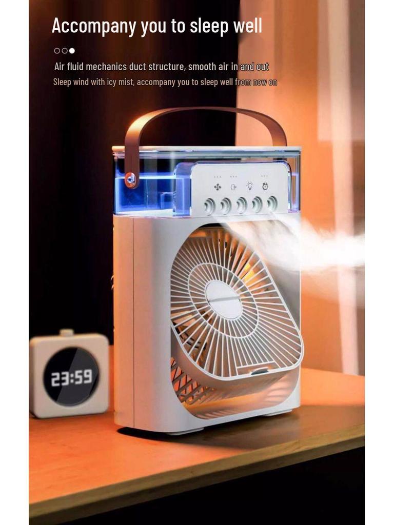 Compact USB Air Conditioner & Humidifier: Desktop Fan for Dorm/Outdoor with Water Cooling Feature