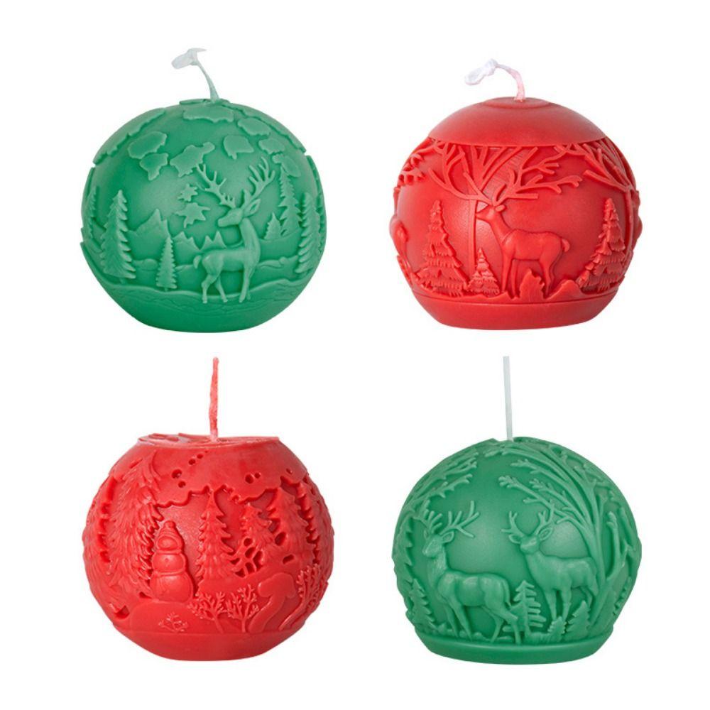 3D Aromatherapy Candle Mold Christmas Tree Snow Scene Ball Mold  Holiday Festival
