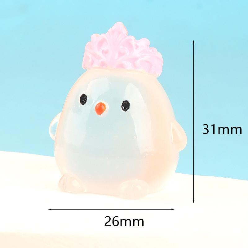 Cute Cartoon Luminous Chicken Car Ornaments Moss Micro Landscape Ornaments Dollhouse Decor Diy Desktop Decoration Toys