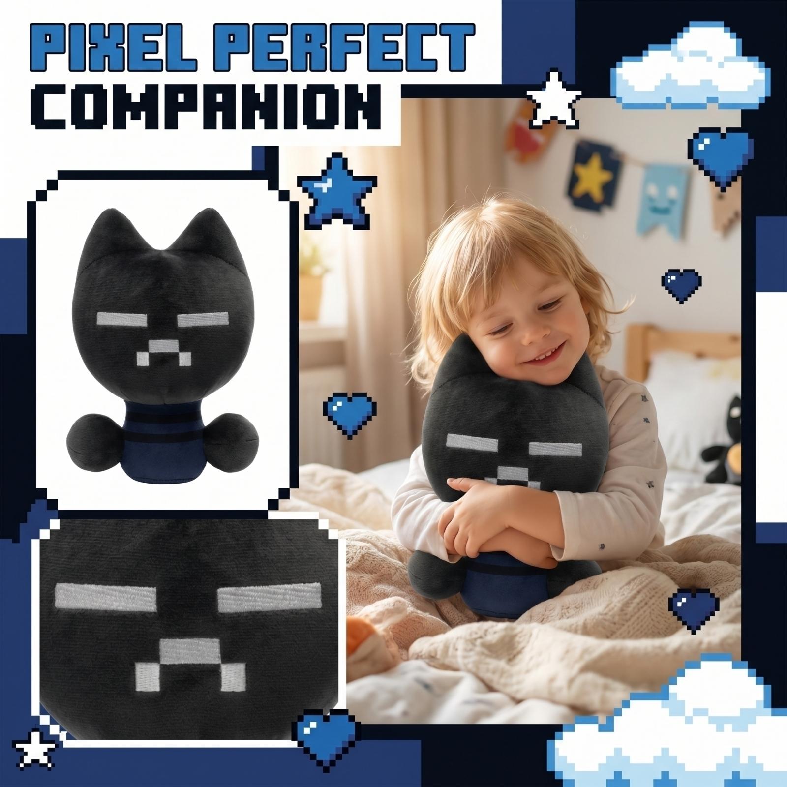 

Cute Black Plush Toy With Face, Soft Stuffed Animal With Embroidered , Cuddly Collectible Figure For Kids & Fans One Size