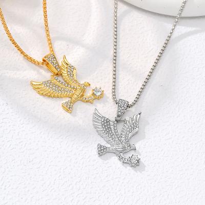 Personalized Eagle Hip-hop Men's Necklace Slightly Inlaid Zircon Pendant Jewelry Direct Sales