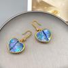 Ocean Blue Heart Crystal Earrings with Inlaid Diamonds & Luxury Ear Hooks