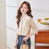 Women's French Pointed Collar Long Sleeve Blouse