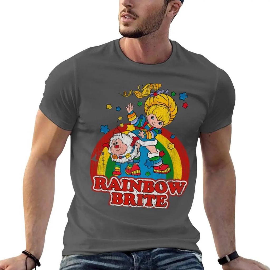 Oversized graphicswearDistressed Rainbow T-Shirt sports fan t-shirts oversized t shirt Short sleeve tee