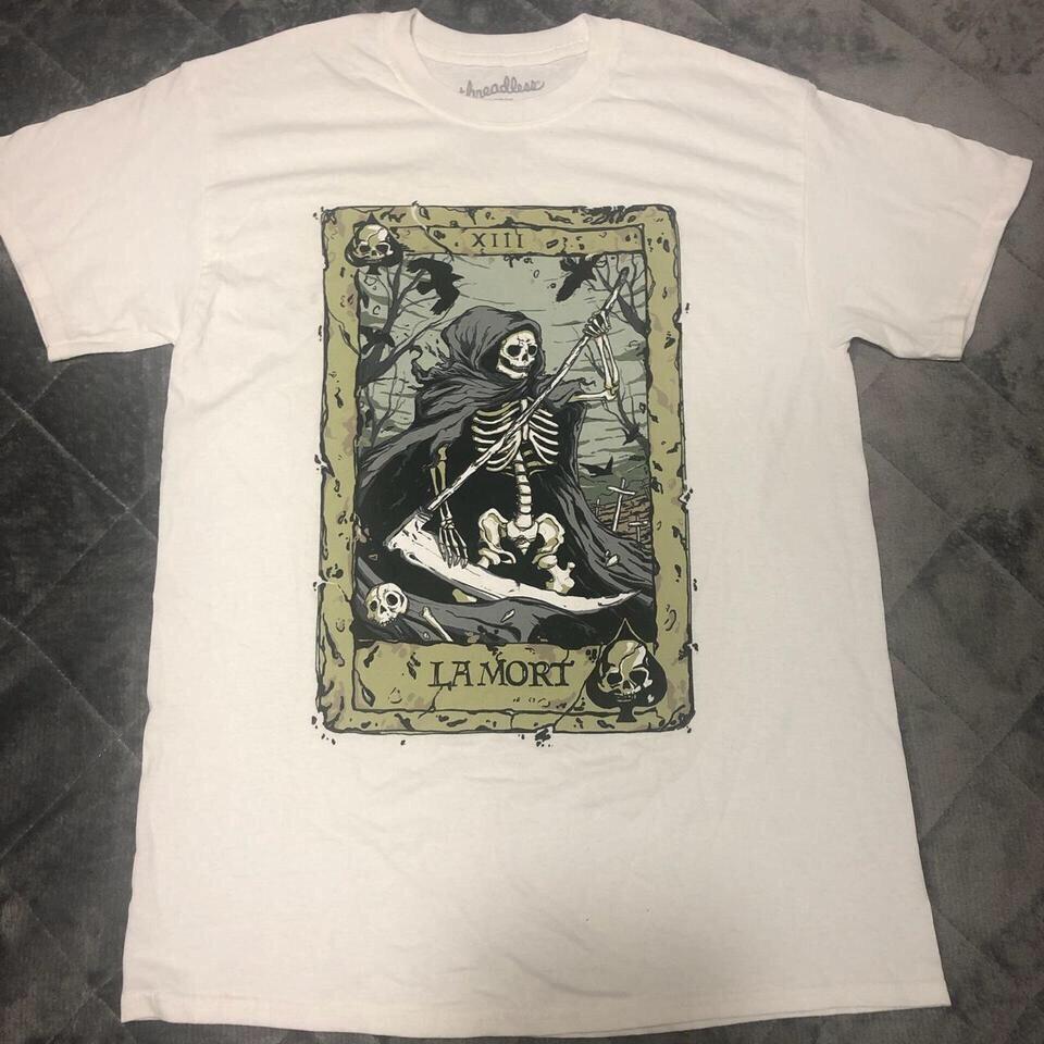 Men White Graphic Grim Reaper T-shirt S разноцветный