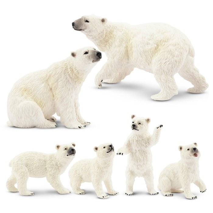 TOYMANY Animal Figures 6-Piece Polar Bear Set Realistic Animal Model Collection