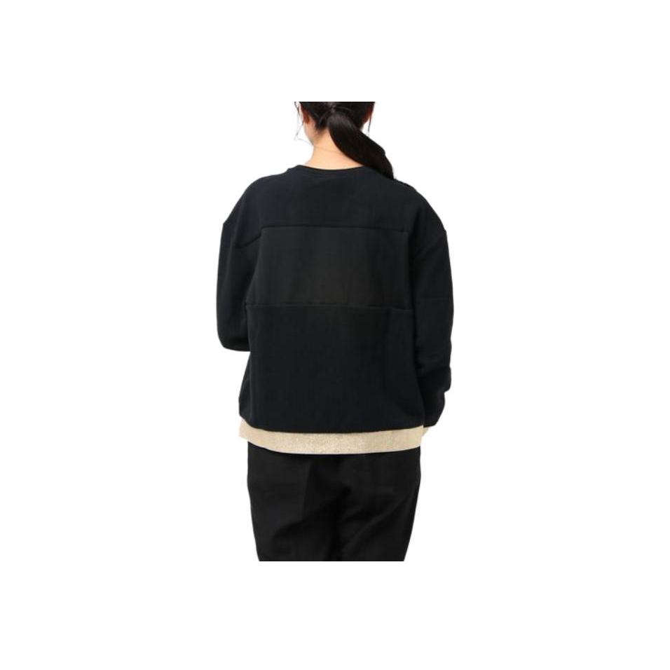 Nike Logo Embroidered Patchwork Crewneck Sweatshirt Women Sweatshirt Black CJ0006-010