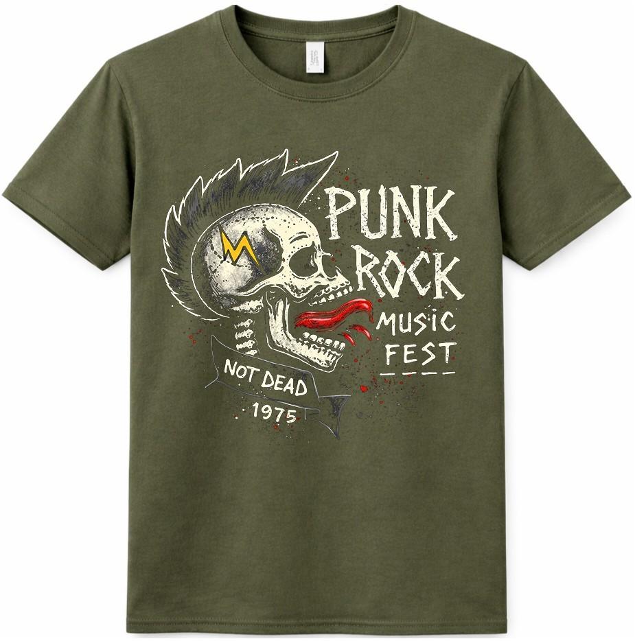 Punk Rock T Shirt Skull Music Festival Vintage Rock Band Graphic Tee