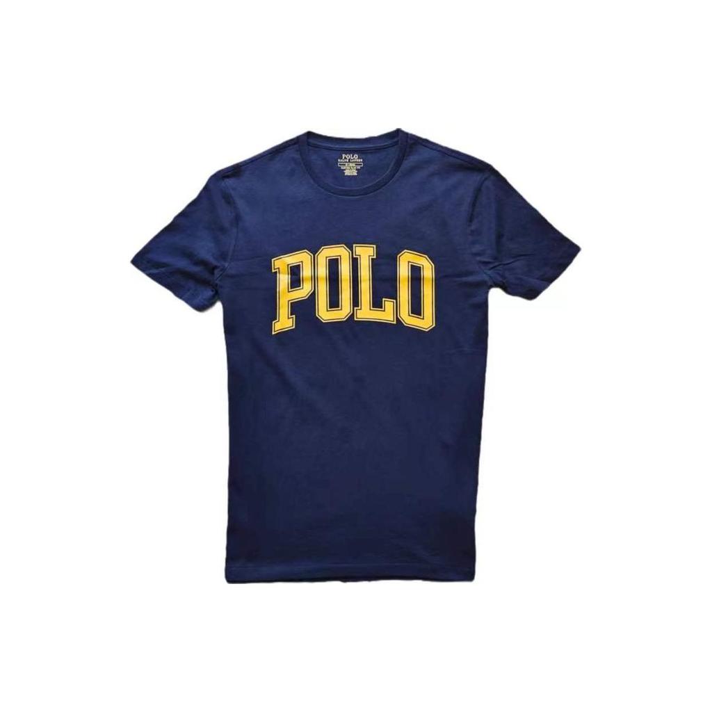 Polo Ralph Lauren Logo Print Crew Neck Short Sleeve Regular T-Shirt Men Tops Navy-Blue 710858957-002