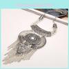 Tassel Necklace Long With Multi Layer Alloy Pendant For Trendy Retro Outfits